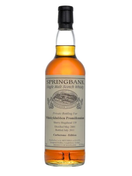 Springbank 10 Years Old Whiskyklubben Promillennium Carlscrona 2001 Cask #139 Must Have Malts MHM