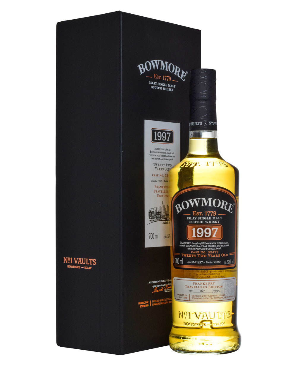 Bowmore 22 Years Old Frankfurt Travaler's Edition 1997 Box Musthave Malts MHM