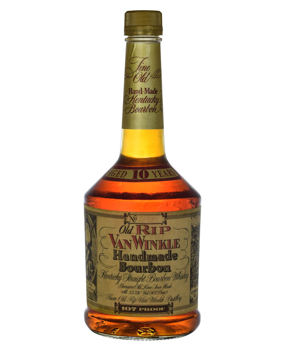 Old Rip Van Winkle 10 Years Old 107 Proof Squat Bottle Gold Neck Label Musthave Malts MHM