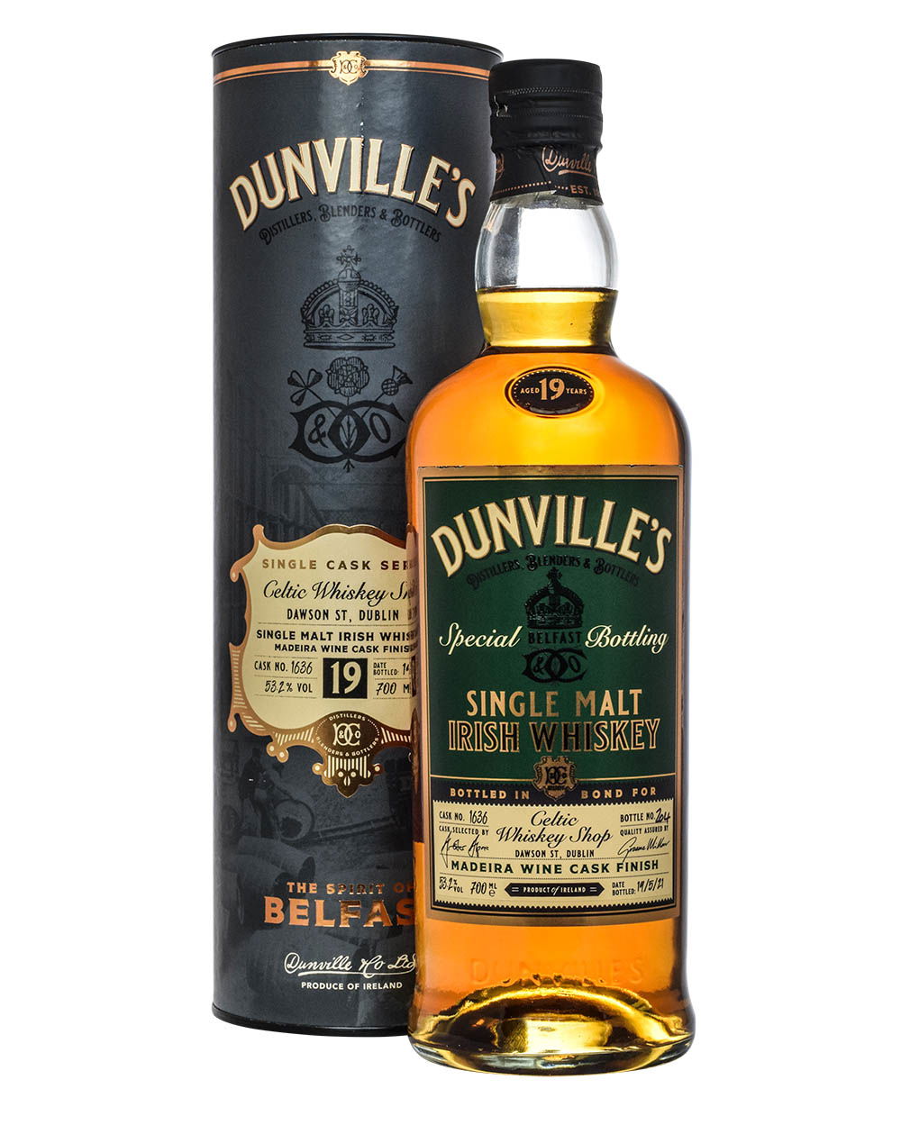 Dunville's 19 Years Old Bottled For Celtic Whiskey Shop Tube Must Have Malts MHM