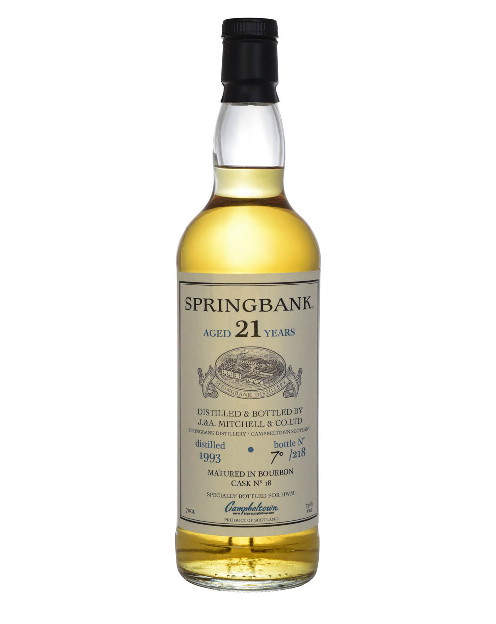 Springbank 21 Years Old Bottled For HWM 1993 Cask #18 Must Have Malts MHM