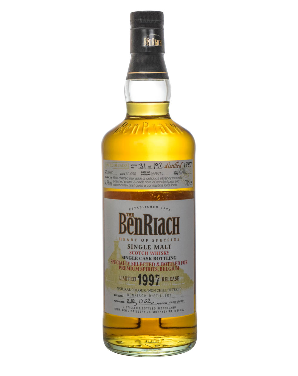Benriach 17 Years Old Specially Selected & Bottled For Premium Spirits Belgium Limited 1997 Release Cask #39950 Must Have Malts MHM