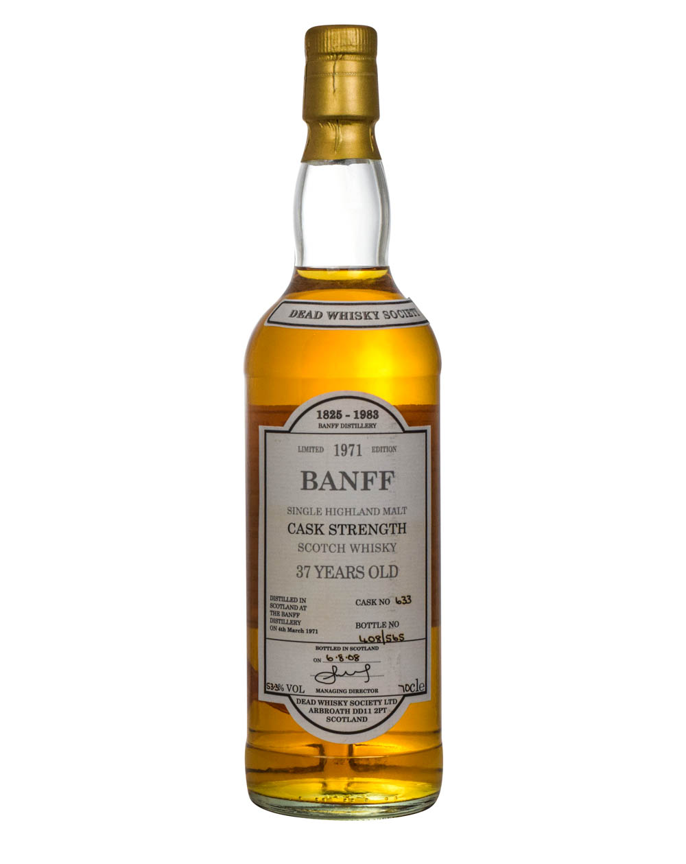 Banff 37 Years Old Dead Whisky Society 1971 Cask #633