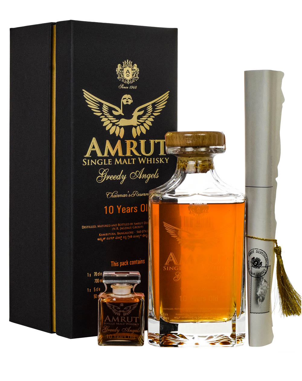 Amrut 10 Years Old Greedy Angels Chairman’s Reserve + Miniature Box Must Have Malts MHM