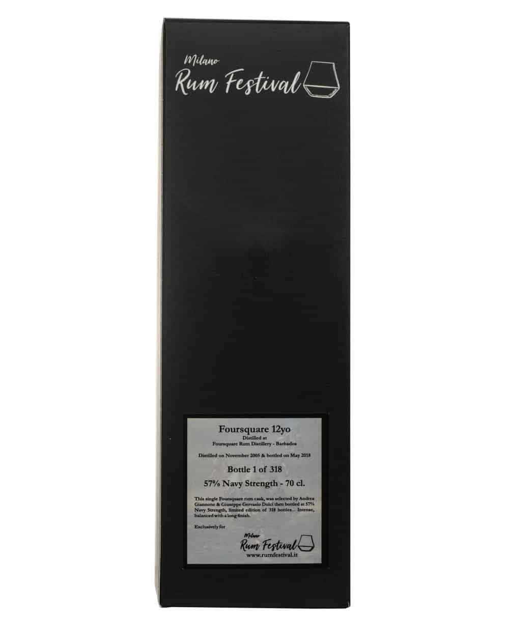 Foursquare 12 Years Old Milano Rum Festival 2005 Box Back Must Have Malts MHM
