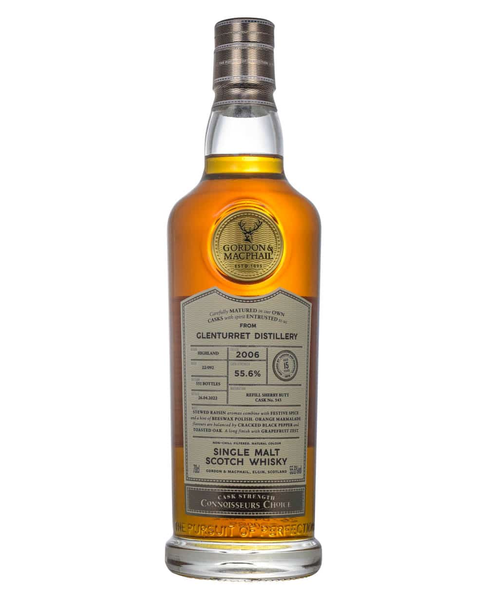 Glenturret Connoisseurs Choice 15 Year Old, Sherry Cask, Cask #743, 2006, Gordon & MacPhail, 55.6% whisky bottle