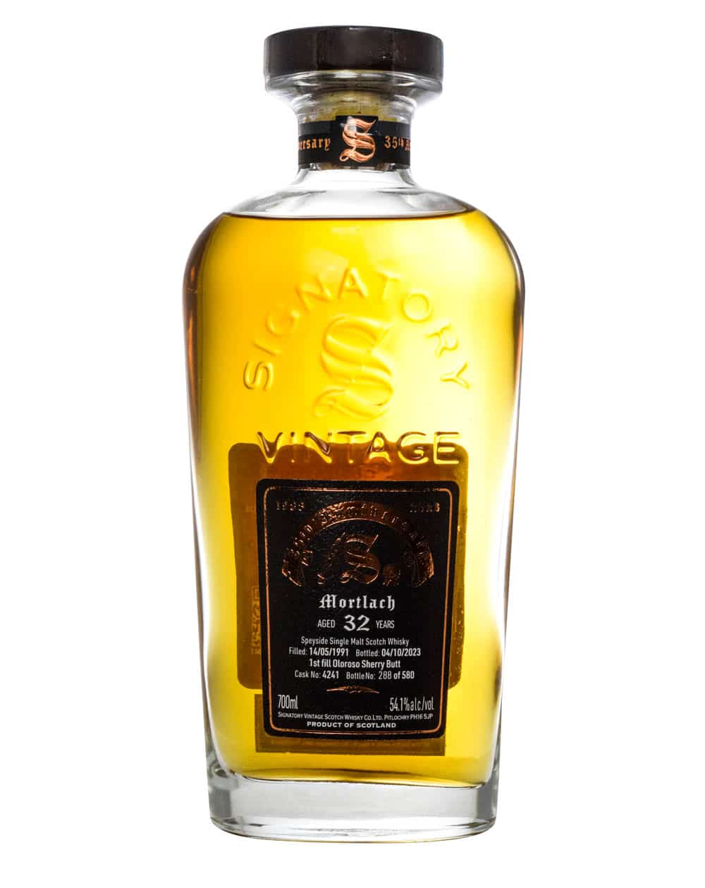 Mortlach 32 Year Old, Oloroso Sherry Cask, Cask #4241, 1991, Signatory Vintage, 54.1% whisky bottle