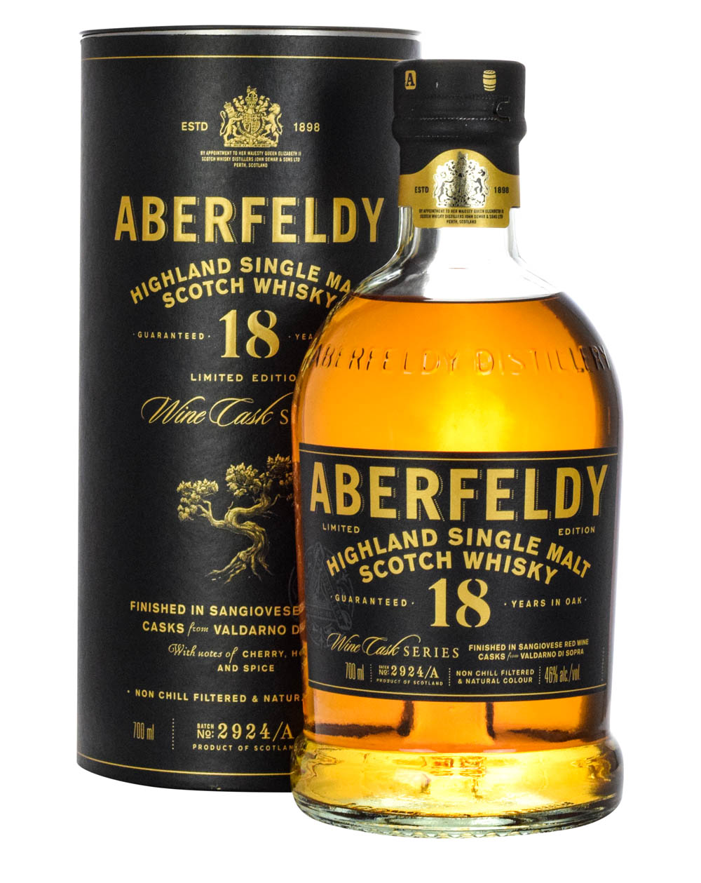 Aberfeldy 18 Years Old Sangiovese Red Wine Finish with package tube Must Have Malts MHM