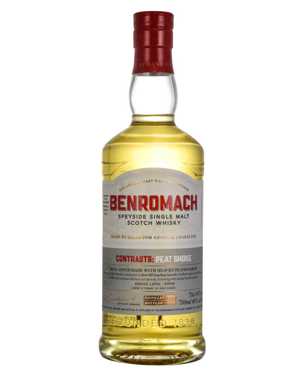 Benromach Contrasts: Peat Smoke Sherry 8 Year Old, Sherry Hogshead Cask, Batch No. 220437, 2023, 46% whisky bottle