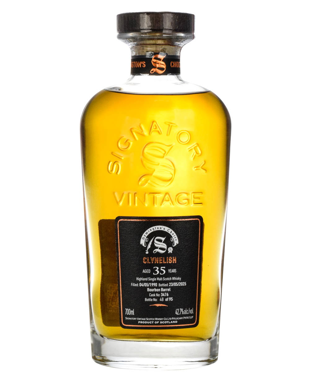 Clynelish 35 Year Old, Bourbon Barrel Cask, Cask #3476, 1990, Signatory Vintage, 42.7% whisky bottle